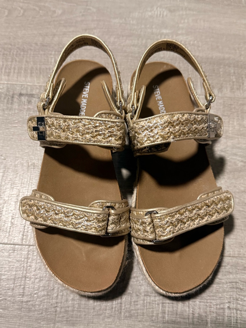 Steve Madden Gold Braided Strap Kids Sandals